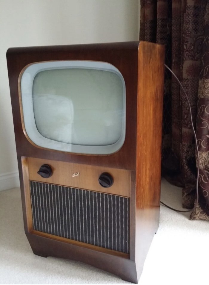 1950s full cabinet vintage TV for hire - wooden floor-standing television