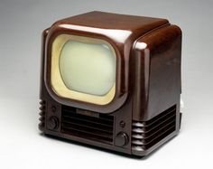 1950s bakelite vintage television to hire - brown retro TV prop