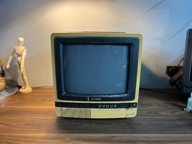 Cream 1980s Sony CRT television for hire