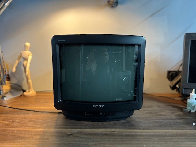 Black vintage CRT television prop to hire