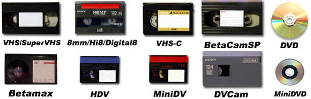 Video tape types to transfer to DVD