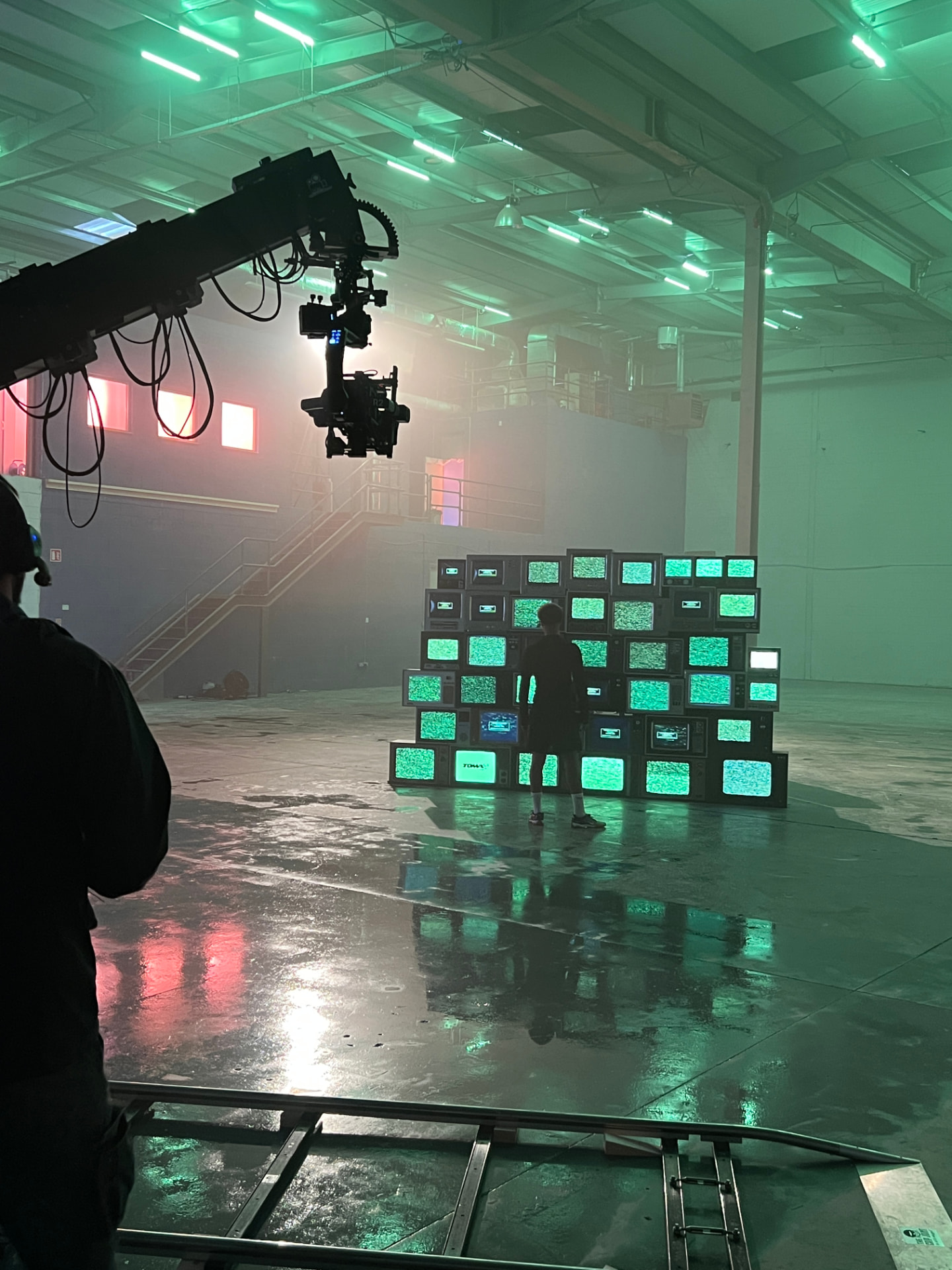 Green Screen TV Wall Hire on a studio shoot